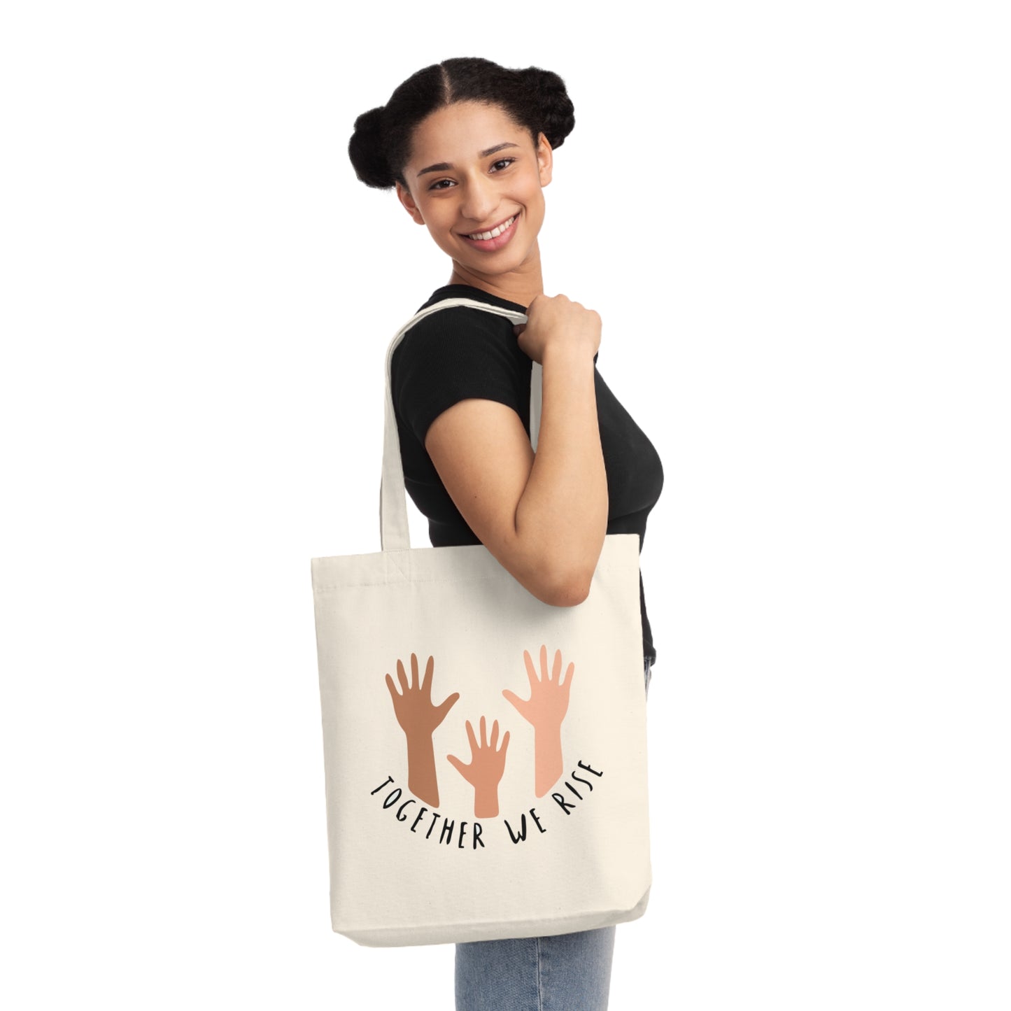 Together We Rise Tote Bag | Diverse Hands Design | Empowering Eco Bag for Everyday Use, Gifts, Events & More