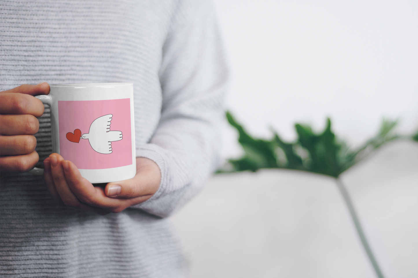 Peace Dove Mug | Kindness Gift | Ethical Ceramic Cup | Love & Peace Symbol | Pink Positive Coffee Mug