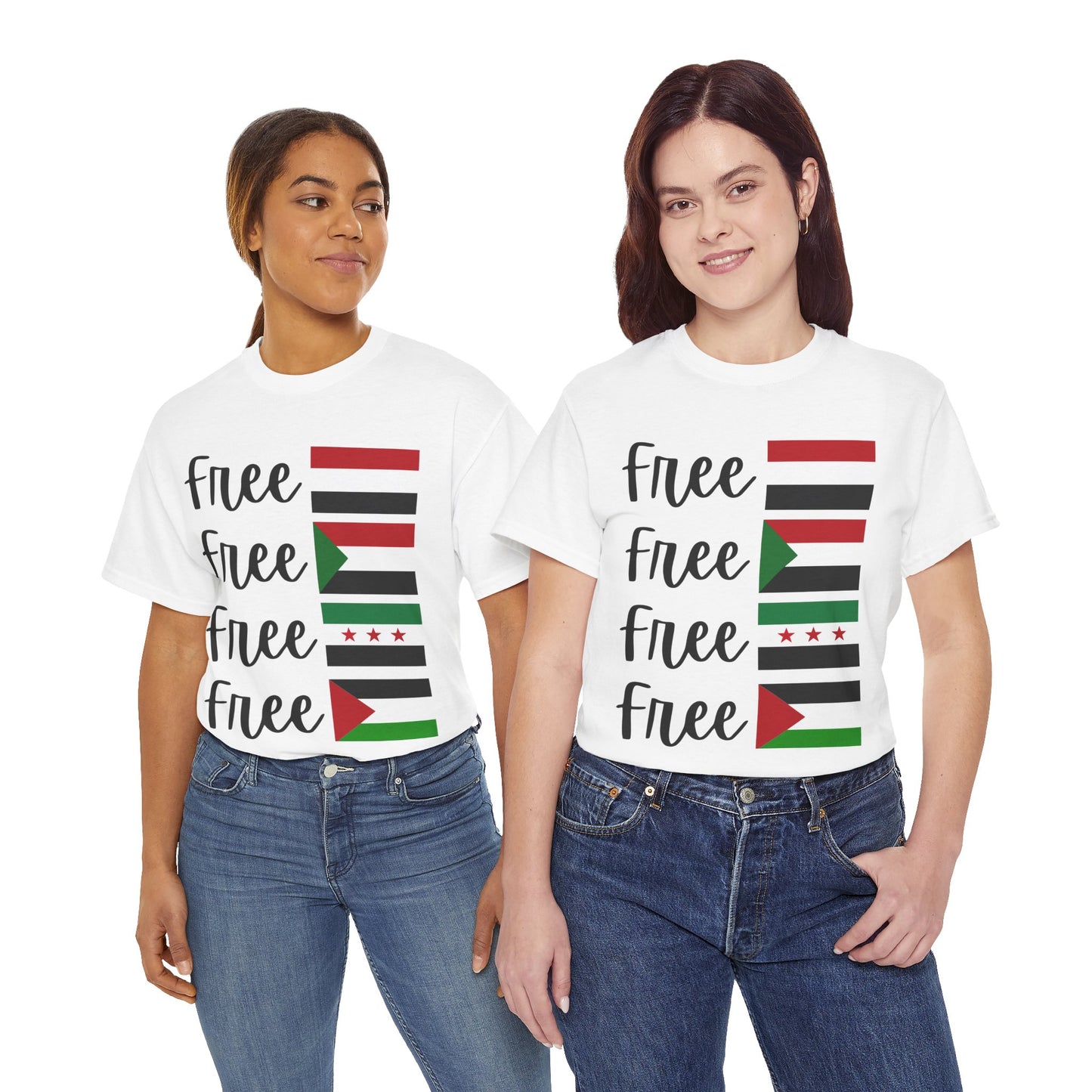 Free Syria, Sudan, Yemen & Palestine T-Shirt | Human Rights Tee | Global Solidarity Shirt | Ethical Activist Gift
