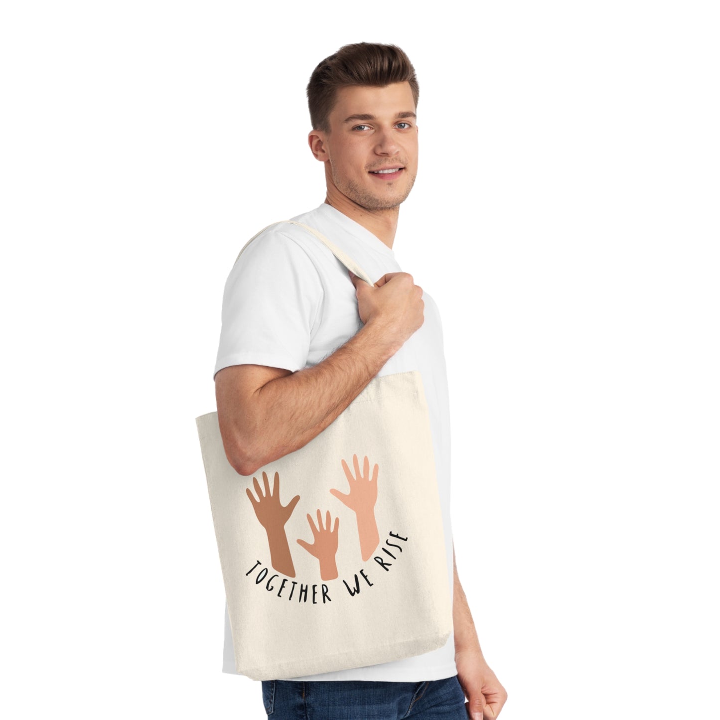 Together We Rise Tote Bag | Diverse Hands Design | Empowering Eco Bag for Everyday Use, Gifts, Events & More