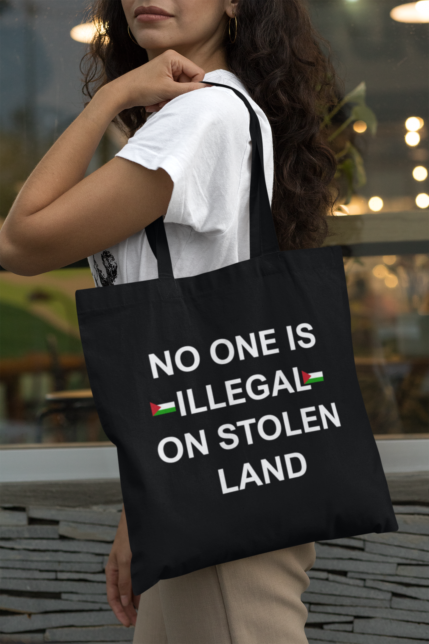 Free Palestine Tote Bag | No One Is Illegal on Stolen Land | Protest Tote | Human Rights Gift | Ethical Activist Bag | Political Statement