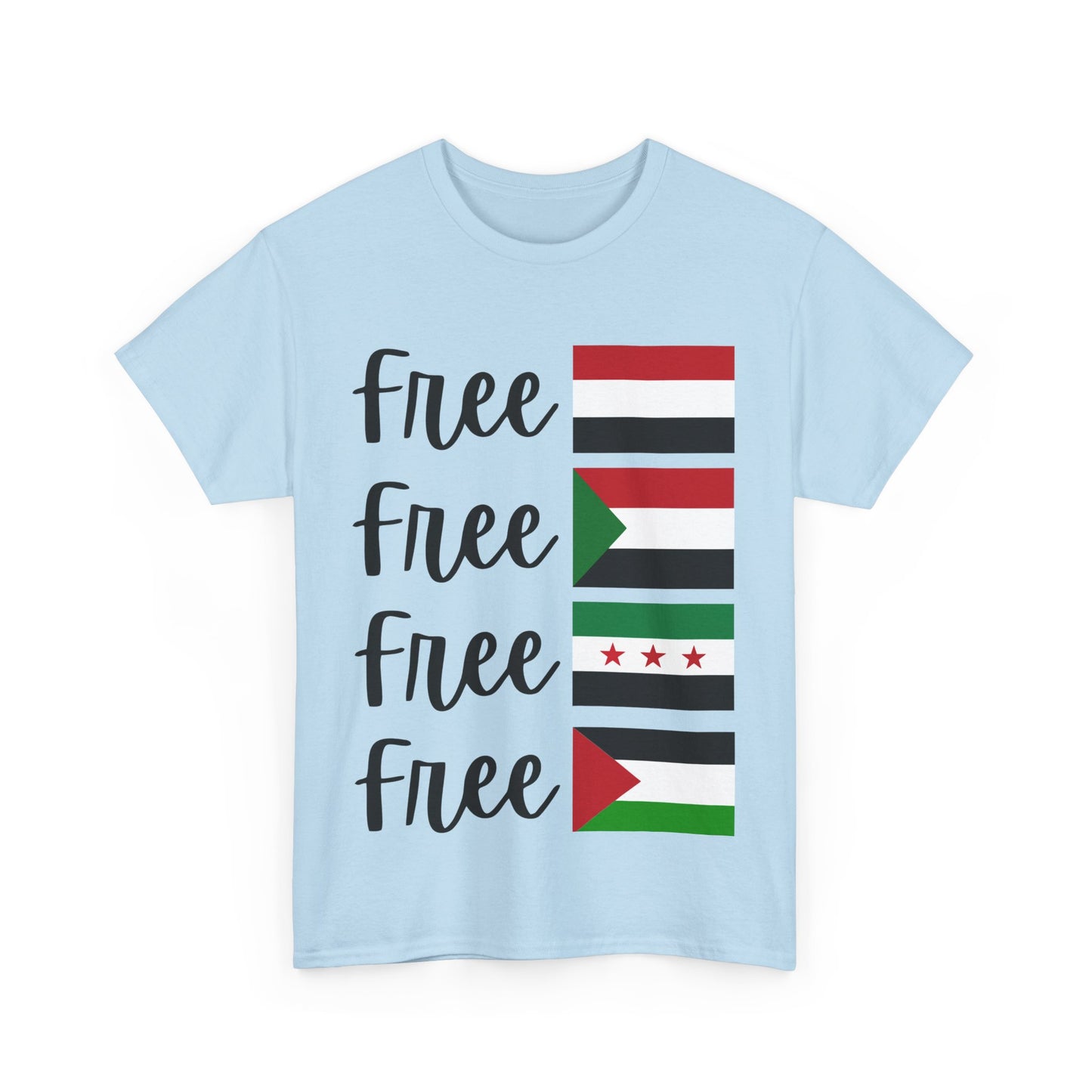 Free Syria, Sudan, Yemen & Palestine T-Shirt | Human Rights Tee | Global Solidarity Shirt | Ethical Activist Gift