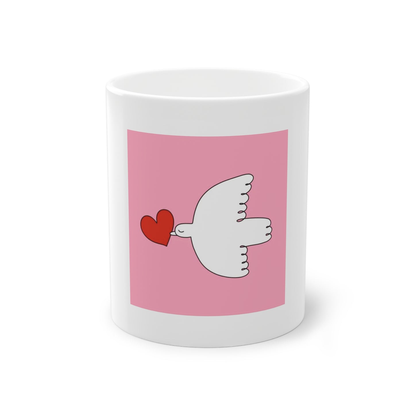 Peace Dove Mug | Kindness Gift | Ethical Ceramic Cup | Love & Peace Symbol | Pink Positive Coffee Mug