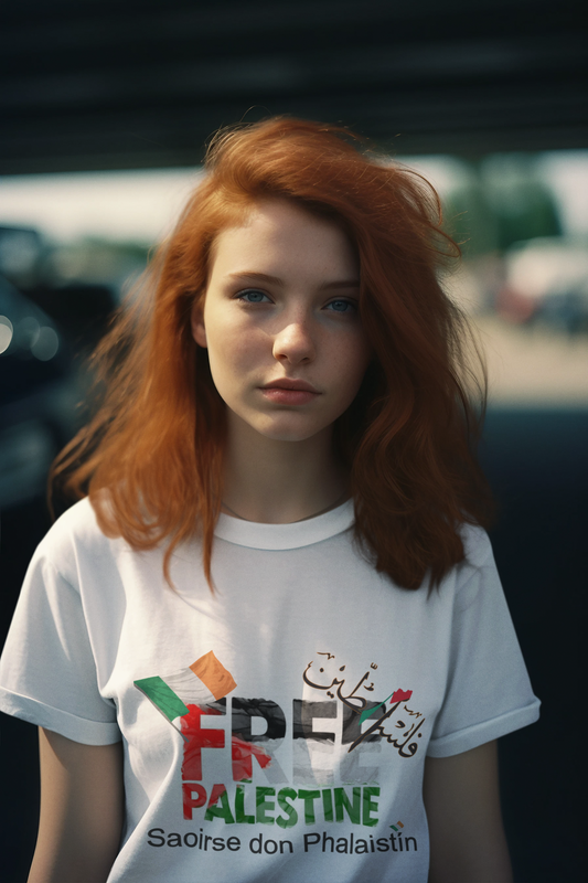 Free Palestine Irish Jersey Tee | Gaza Solidarity T-Shirt | Irish-Palestinian Political Statement Shirt | Human Rights Unisex Tee
