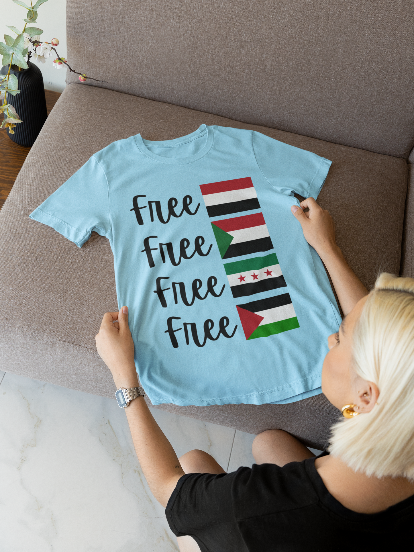 Free Syria, Sudan, Yemen & Palestine T-Shirt | Human Rights Tee | Global Solidarity Shirt | Ethical Activist Gift