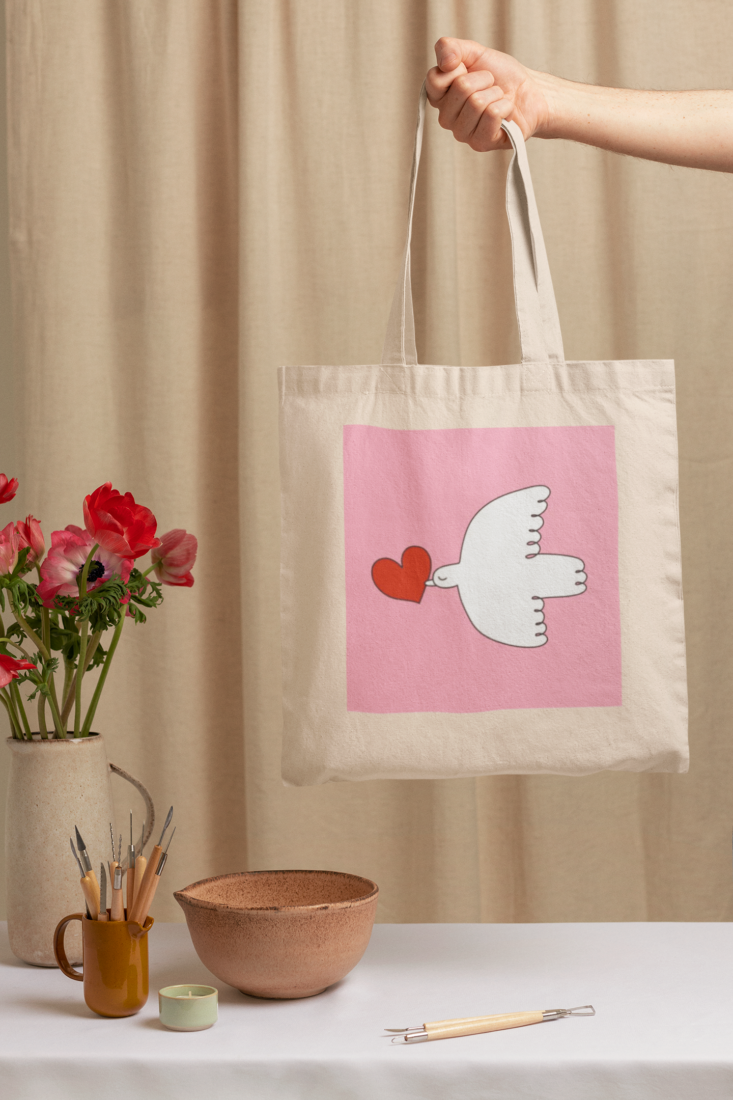 Love Dove Tote Bag | Peace & Kindness Gift | Eco Canvas Bag for Everyday Use