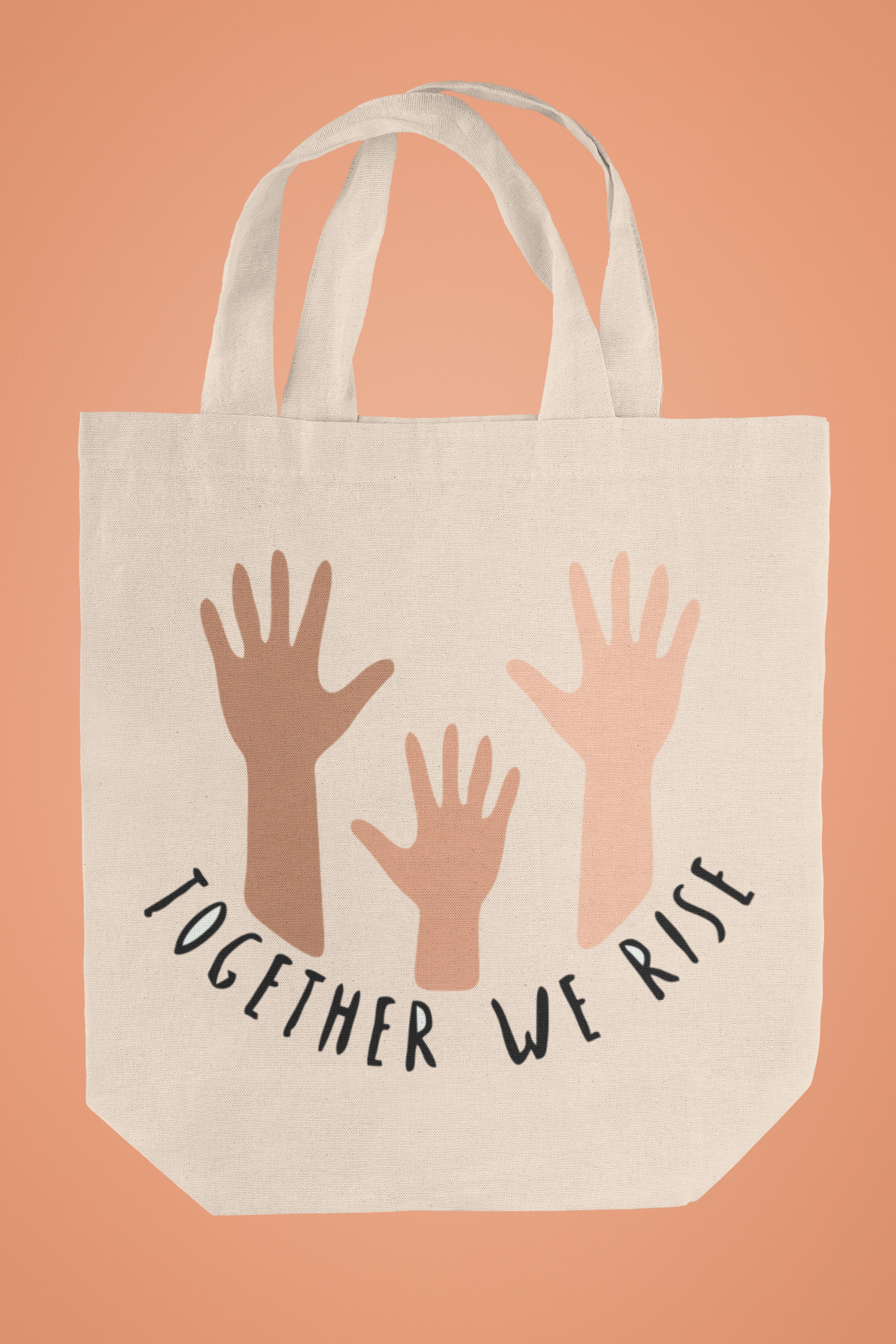 Together We Rise Tote Bag | Diverse Hands Design | Empowering Eco Bag for Everyday Use, Gifts, Events & More