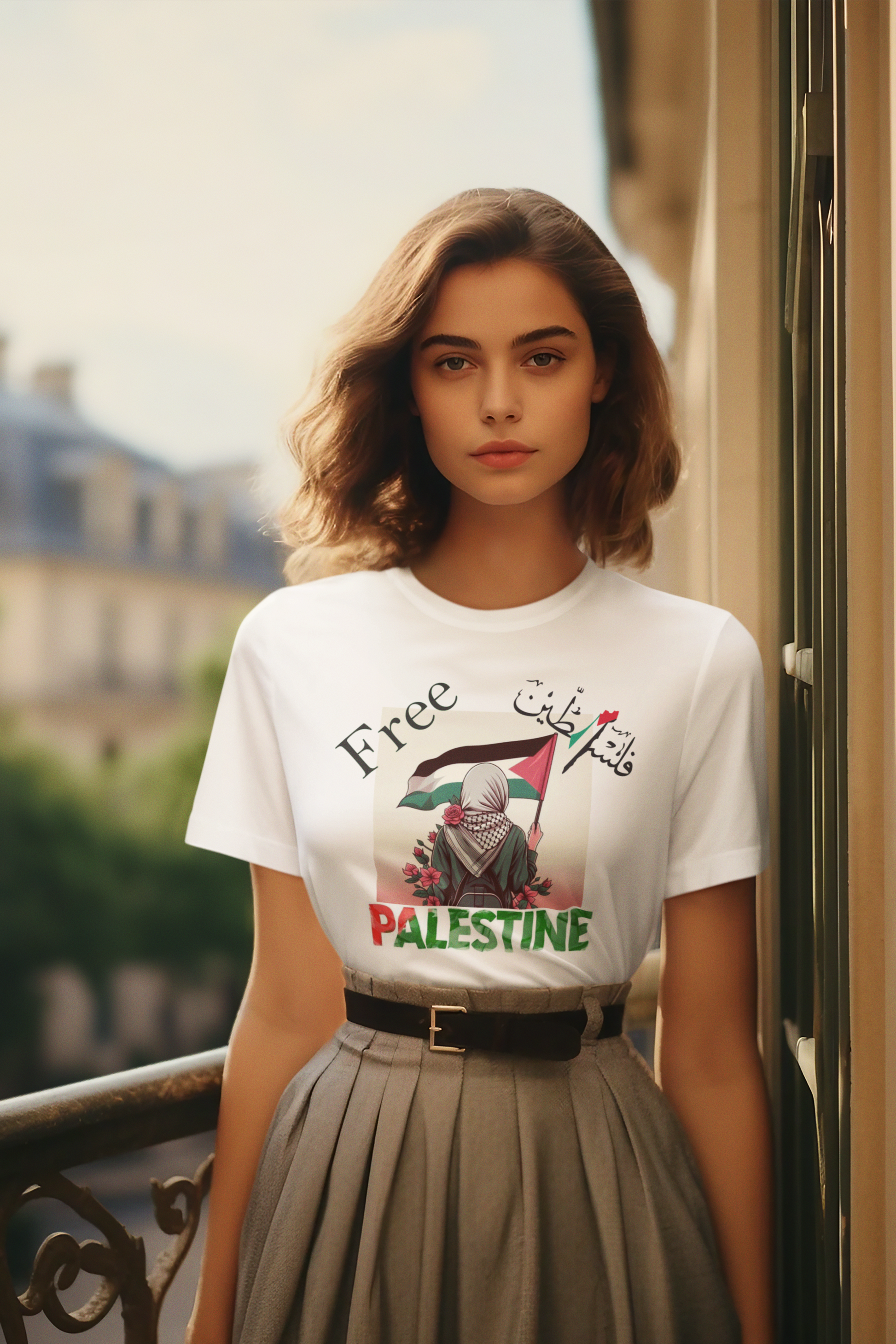 Free Palestine solidarity and resistance t-shirt for activists.